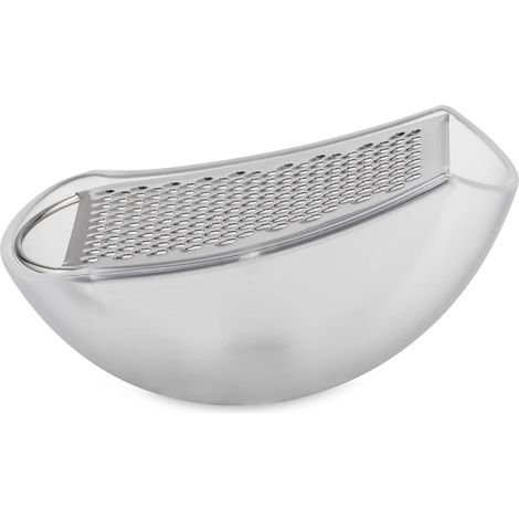 Alessi Parmenide AARU01 I - Grattugia con Raccoglitore di Design, in Resina Termoplastica e Acciaio Lucido, Ghiaccio (1/4)