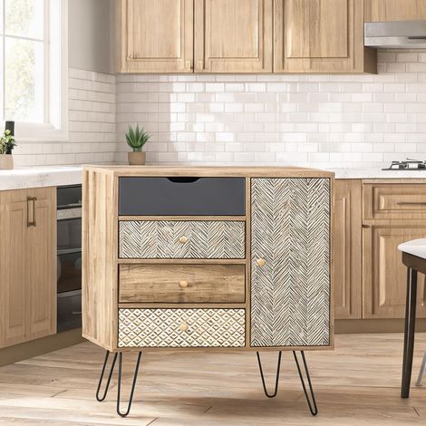 Buffet marron en panneau de particules 79 x 39 x 86 cm (1/5)