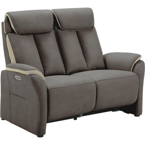 Canapé de relaxation électrique en nubuck Kondort-Gris foncé-2 places relax électrique (1/5)