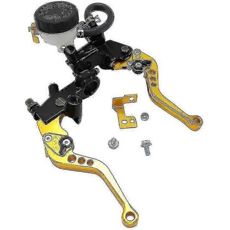 Freins hydrauliques pour moto, levier de frein, maître-cylindre, leviers d'embrayage, kit de pompe à huile de frein, réservoir de carburant, ensemble 7/8" 22 mm (or) (1/5)