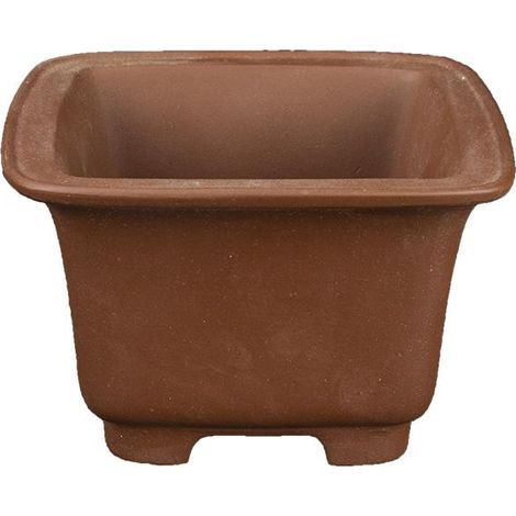 Vaso per bonsai quadrato in gres 10x10x6,5 cm - YM48 (1/2)