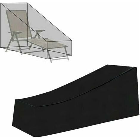 Tigrezy Liegestuhl-Abdeckung für Garten-Liegestuhl, wasserdicht, winddicht, UV-Schutz, Staub, 210D Oxford-Stoff, Schutzhülle für Sonnenliegen, Schwarz (210 x 75 x 40/80 cm)