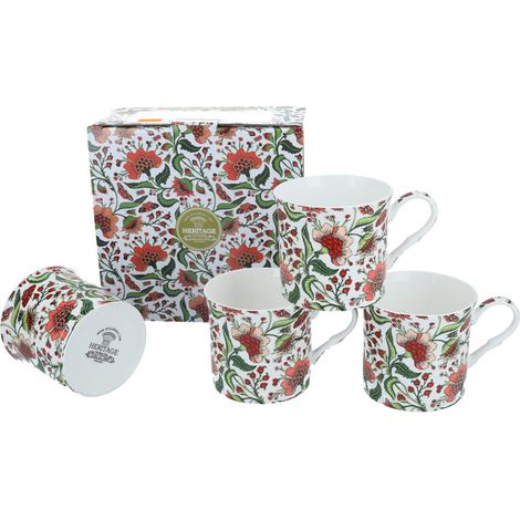 Heritage, 4er-Set Tassen – Orientalische Pfingstrose, Pfingstrosenblüten