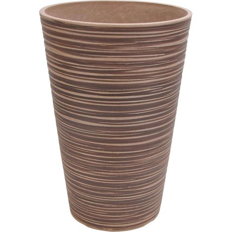 Vaso tondo alto grande da giardino in fibra di argilla Ø41x60 cm Zinnia -  BurlyWood