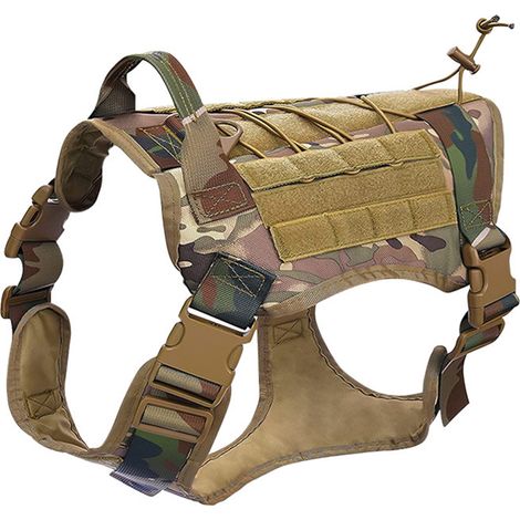 Harnais tactique anti-traction pour chien, harnais militaire réfléchissant avec poignée, gilet pour chien de service et d'entraînement, gilet de travail ajustable pour chiens de petite, moyenne et gra (1/4)