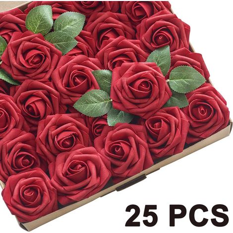 Fleurs artificielles en mousse, 25/30 roses bulles avec tige, pour compositions florales de mariage, centres de table, bouquets et décorations de fête à faire soi-même.