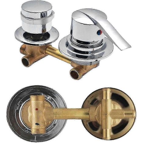 Robinet de douche en laiton à cinq voies avec inverseur fileté pour baignoire et cabine de douche, comprenant un robinet d'eau chaude et froide - 3 voies, 14-14,5 cm (1/5)