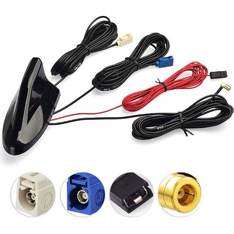 Car Antenna Dab Car Radio Dab Splitter AM/FM Antenna SMB Fakra GPS Roof Amplifier Signal Car Shark Fin Antenna Adapter SMB Plug with Cable RG174 (1/5)