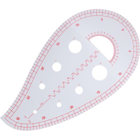 Règle courbe multifonctionnelle pour patchwork, règle demi-cercle pour le positionnement des boutons, le dessin des encolures de poches et la conception de vêtements (1/5)