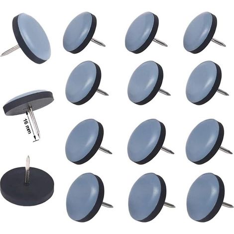 Lot de 16 patins ronds en téflon pour meubles avec clou Ø 19 mm – d'épaisseur / revêtement PTFE / patins de chaise