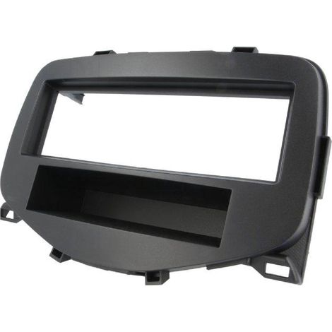Facade autoradio FA336A compatible avec Citroen C1 Peugeot 108 Toyota Aygo - Noir - 1DIN avec vide-poche