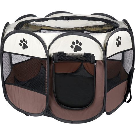 Hunde-/Katzenlaufstall 74x74x43cm - braun
