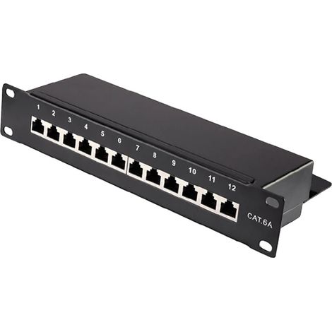 Panel de conexiones, organizador de cables de red integrado, 24 puertos, velocidad de 10 Gbps, 12 puertos (1/2)