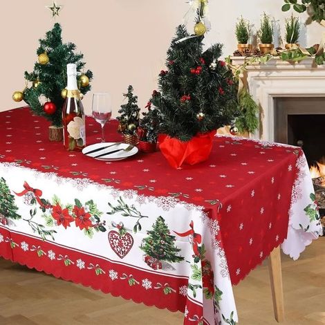 Nappe de Noël rectangulaire - MICH - Lavable - Résistante aux taches - Imperméable - Polyester - Décoration de fête (1/5)