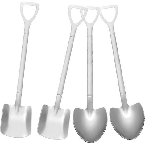 Ensemble de cuillères à glace et à café en acier inoxydable - Cuillère à glace mignonne, cuillère à dessert, cuillère à mélanger, gâteau, apéritif - Couverts tendance, vaisselle de fête-pointed flat s