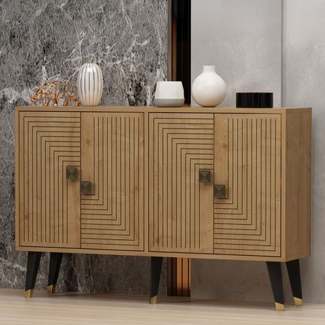 Credenza Thiene, Madia 2 Ripiani, 4 Vani, 4 Ante, 120x30x80h cm Marrone Rovere (1/5)