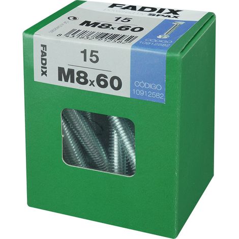 CAJA L 15 unid. TORNILLO METRICA CAB HEX+TUERCA CINC M 8x60mm FADIX (1/2)