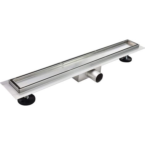 Canaleta de ducha Rectangular 2 en 1 Inclinable de Acero Inoxidable Ultra Plana Medida 60 cm - Modelo R2 Desag�e de Borde Plateado