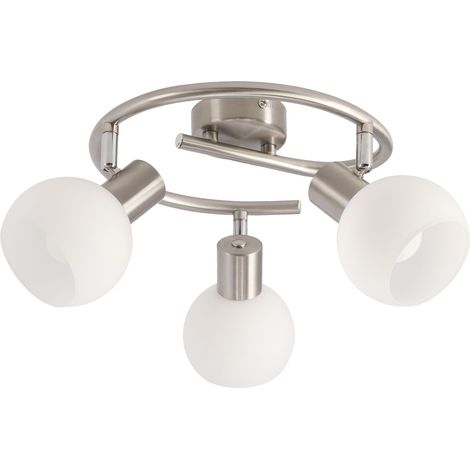 Plafonnier spirale chrome 3 globes blancs E14 Novo (1/2)