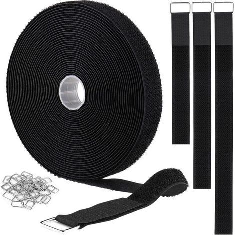 Verstellbarer Spanngurt mit 50 Metallösen zur Organisation oder Aufbewahrung, wiederverwendbar (10 Meter, schwarz) (1/5)