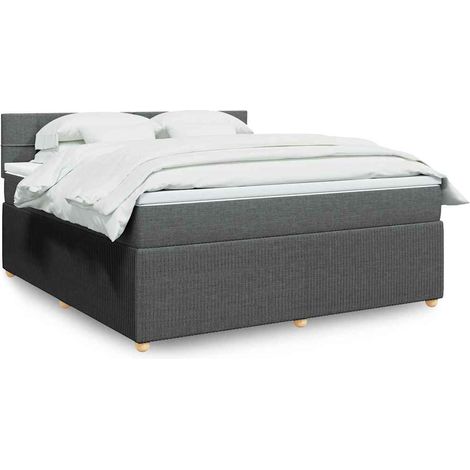 Boxspringbett mit Matratze Dunkelgrau 180x200 cm Stoff