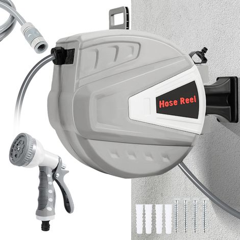 Randaco Enrollador de manguera automático de pared – Giratorio 180°, antitorsión, para riego del jardín