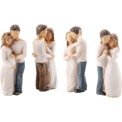 Lot de 4 figurines décoratives en résine représentant des couples, statues et sculptures pour la maison (1/5)