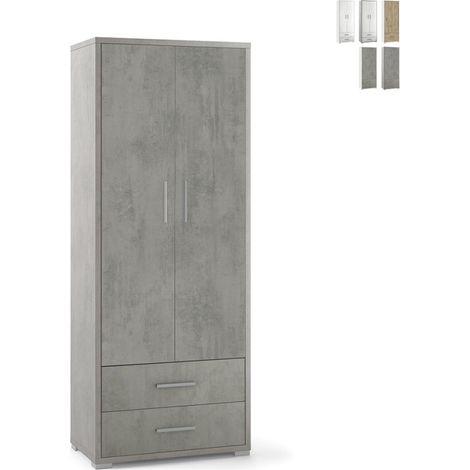 Mehrzweckschrank mit zwei Türen und zwei Schubladen Beton Cemento 71x41x H182 cm (1/5)
