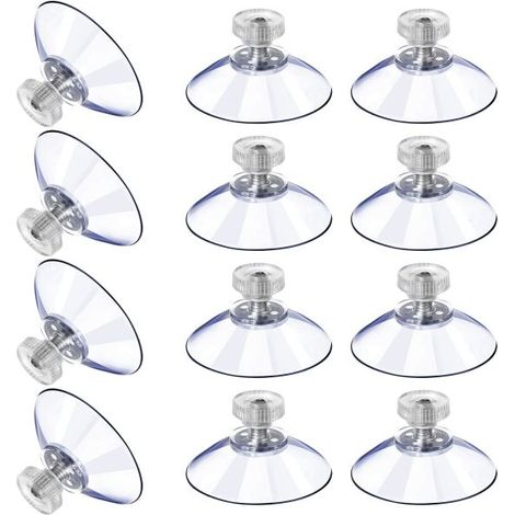 12 grandes ventouses en plastique transparent anti-collision avec vis en caoutchouc et ventouse métallique (40M5-10)