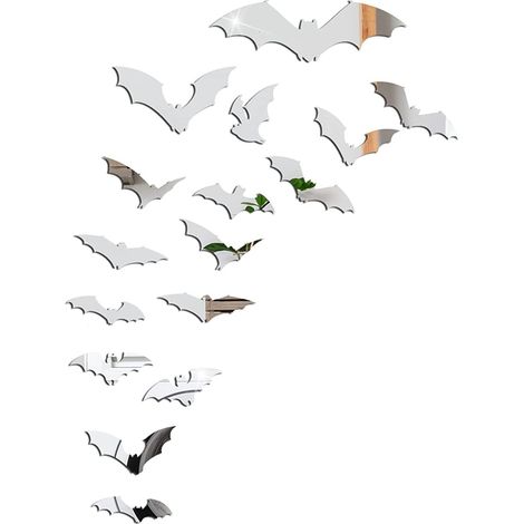 Autocollants muraux Halloween chauves-souris pour miroir, autocollants en acrylique argenté, imperméables, effrayants, autocollants 3D DIY pour porte, maison et fenêtre, décorations pour la fête d'Hal (1/5)