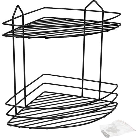 Étagère d'Organisateur d'Angle, Design Triangulaire, Construction en Fer Durable, Noir (1/2)