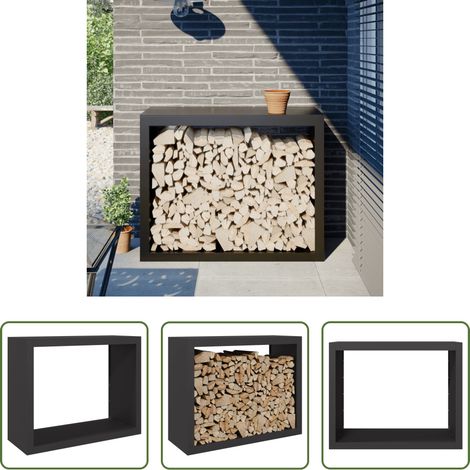 Brennholzständer - Brennholzregal Schwarz 100x40x80 cm Stahl (1/5)