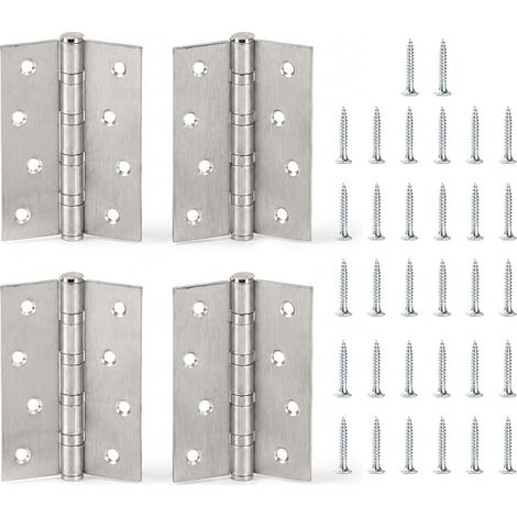 4 bisagras para puertas, bisagras de acero inoxidable  Bisagras para armarios con rodamientos de bolas, bisagras para puertas de armarios, cajones de ventanas de jardín y muebles (100 x 73 x 2 mm) (1/5)