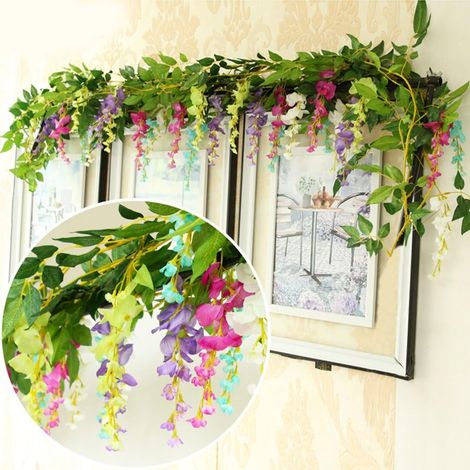 Guirlande Artificielle Glycine - 4 Pièces - 2 m - Pour Décoration Intérieure Extérieure Mariage Jardin Fête - Lot de 4 (1/5)