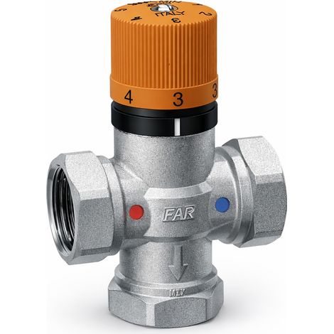 Mezclador termostático cromado para instalaciones solares FAR 3953  3/4"