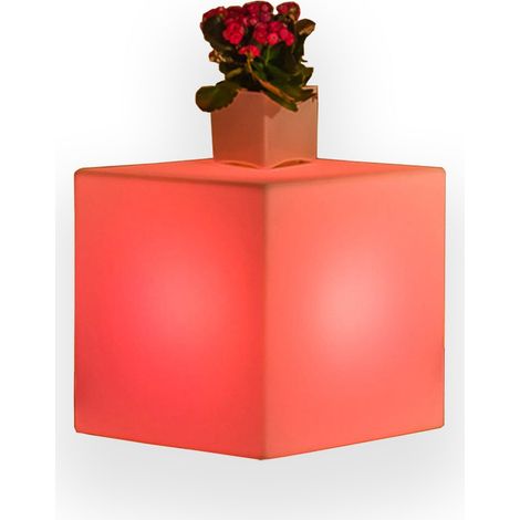 Quadratische leuchtende Laterne YouCube mit LED-Laterne Dekoration Made in Italy für den Außeneinsatz -Niedriges Modell - 40 cm / Rot / Mit Kabel (1/4)