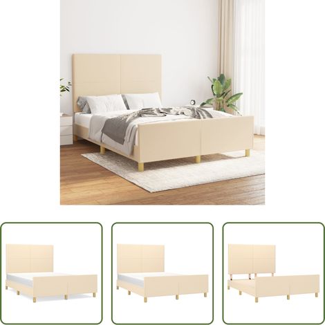 Kopfteil - Bettgestell ohne Matratze Creme 140x200 cm Stoff (1/5)