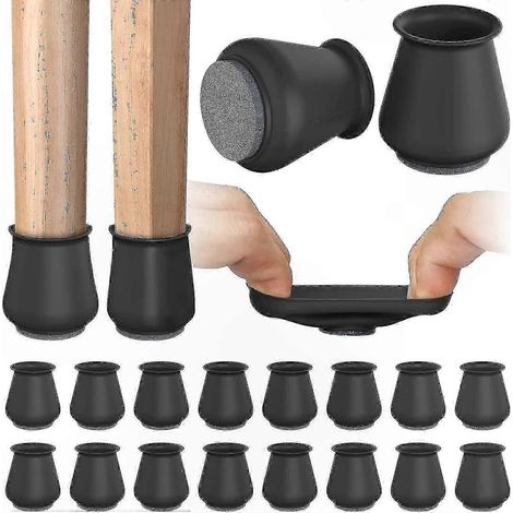 Lot de 16 protège-pieds de chaise en silicone avec base en feutre pour protéger le sol - Patins antidérapants pour meubles (1/5)