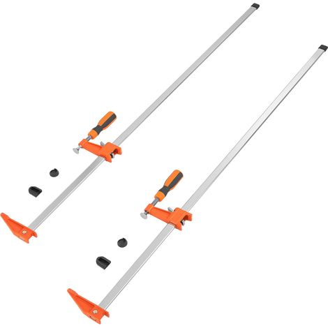 Serre-joints à barre pour menuiserie, lot de 2, 914,4 mm, serre/dilatateur, à changement rapide, charge max 272 kg, profondeur 63,5 mm, fonte et acier au carbone, pour bois et métal. (1/5)