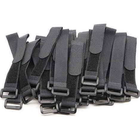 25 attaches de câble réutilisables noires, sangles de serrage auto-agrippantes 1" x 12 (1/5)