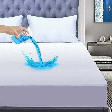 Protege matelas 90x200cm alese impermeable housse protection matelas stockage Fibre de Bambou, Alèse Respirante, Hypoallergénique, Anti-Acarien, Anti-Bactérien, Ultra Doux, Drap Housse,surmatelas (1/5)