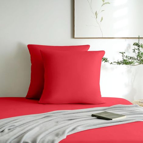 Lot de 2- Taies d'oreiller 65x65cm Rouge Vineux Housse d'oreiller avec Une Fermeture éclair en Microfibre (1/5)