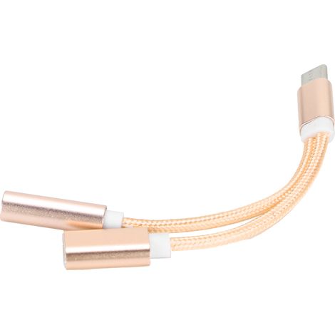 USB-C-auf-3,5-mm-Lade-Audio-Adapter für Smartphones, 2-in-1-Kopfhöreradapter für Xiaomi/Huawei (Gold) (1/5)