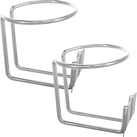 Set di 6 portabicchieri compatti in metallo argentato da parete, adatti a diversi veicoli. (1/2)