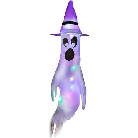 Lot Halloween fantôme lumineux avec guirlande LED suspendu en extérieur, décoration de jardin pour fête d'Halloween (1/5)