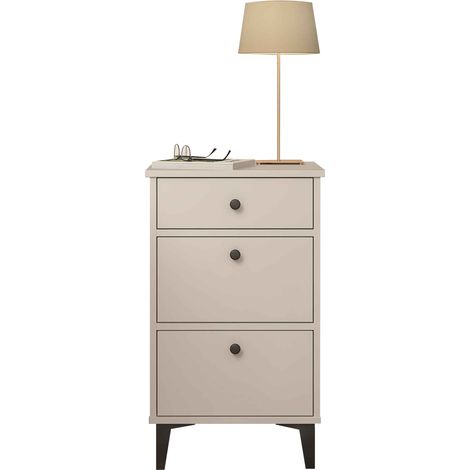 Table de chevet, table de nuit avec 3 tiroirs coloris Blanc - Hauteur 70 x Longueur 42 x profondeur 35 cm (1/4)