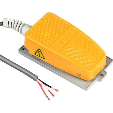 Interruptor de pie industrial de 250 V y 10 A, antideslizante, manos libres, con cable de 1,8 m.