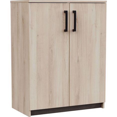 Mueble Auxiliar Watson Estilo Industrial en Color Roble Kronberg y Roble Waterford con 2 Puertas 73x95x41 cm (1/5)