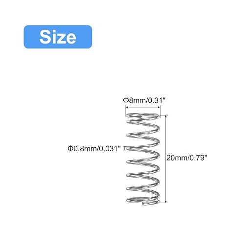 Compression Spring 80 mm Stainless Steel Compression Springs Wire Diameter 1 mm Inner Diameter 8 mm Spring Force 1.8 kg