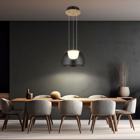 Lampada a sospensione lampada a sospensione lampada da soffitto luce soggiorno sala da pranzo, metallo vetro ottone satinato, 1x LED 10W 665Lm 3000K bianco caldo, H 120 cm (1/5)